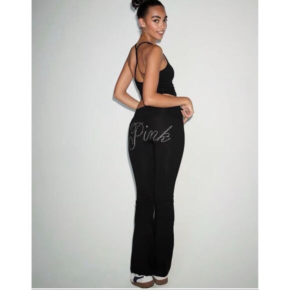 Victoria's Secret Pants - VS PINK bling heritage logo on butt flare yoga leggings pants xxl/2xl NwT